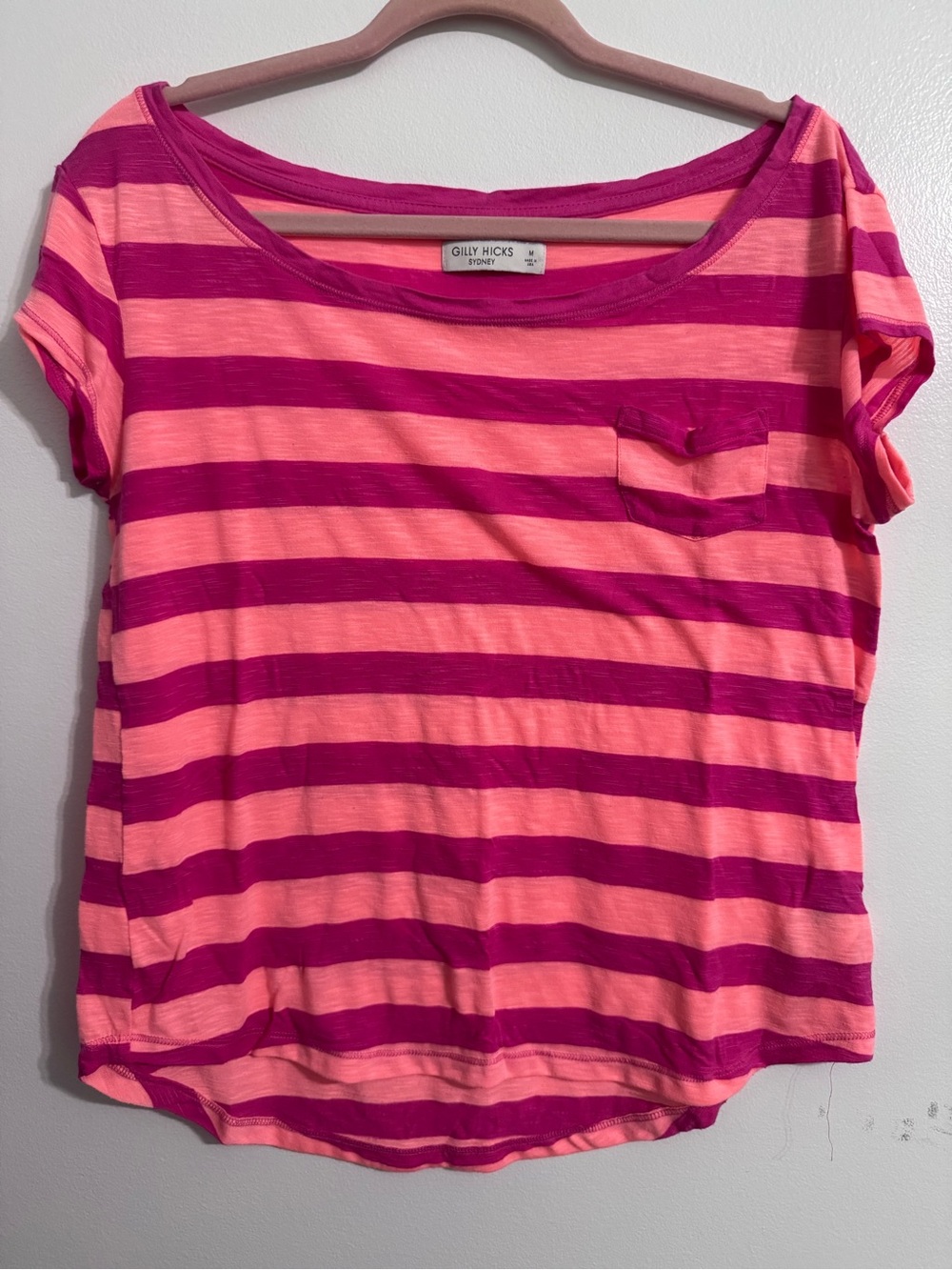Gilly Hicks Hot Pink and Coral Stripe Tee